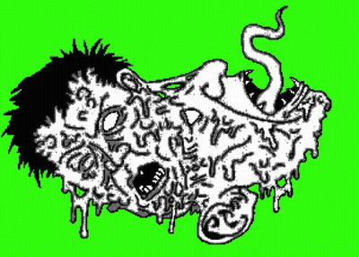 Black And White Drawing Of A Head On Green Background GIF