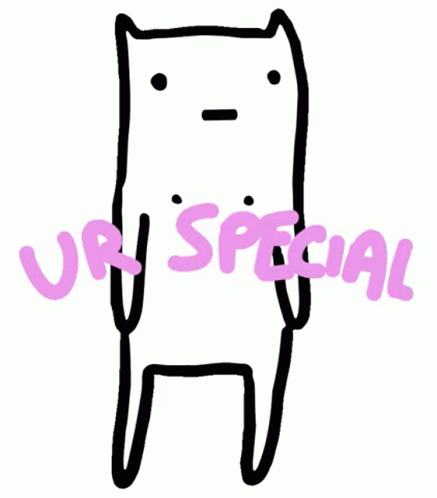 Black And White Drawing Of Bear With Words Ur Special In Pink GIF