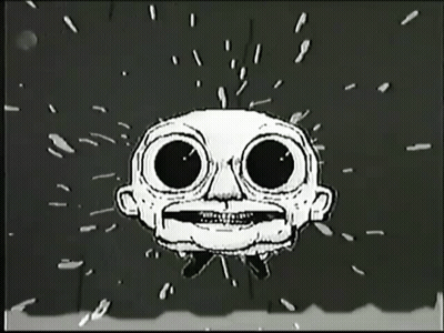 Black And White Drawing Of Face With Big Eyes GIF