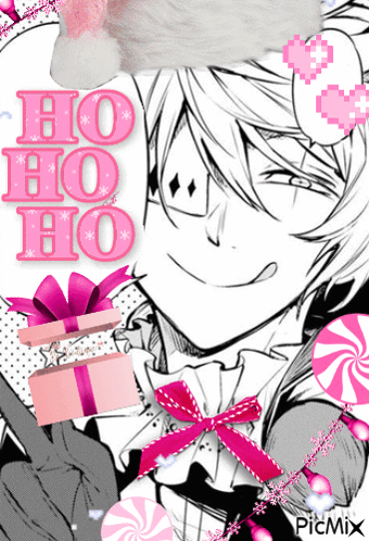 Black And White Drawing Of Girl Ho Ho Ho GIF