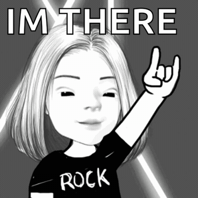 Black And White Drawing Of Girl In Rock T-Shirt GIF