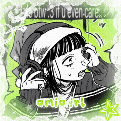 Black And White Drawing Of Girl Wearing Headphones With Ania IRL GIF