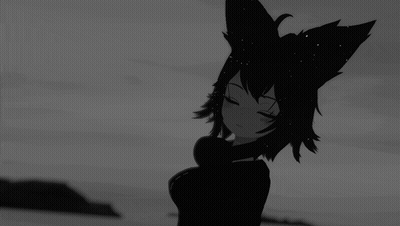 Black And White Drawing Of Girl With Cat Ears GIF