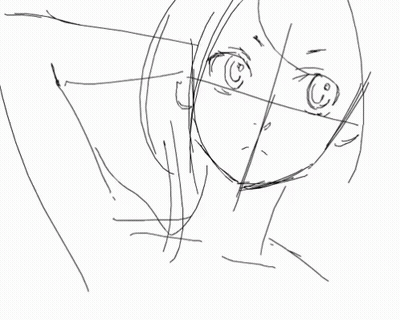 Black And White Drawing Of Girl With Chinese Writing GIF
