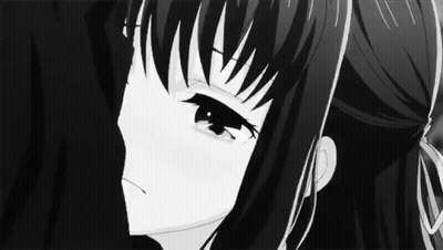 Black And White Drawing Of Girl With Long Black Hair GIF