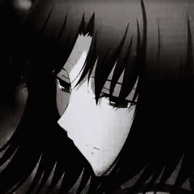 Black And White Drawing Of Girl With Long Dark Hair GIF