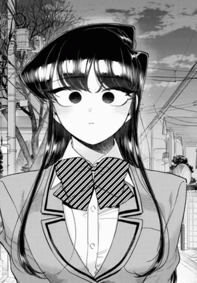 Black And White Drawing Of Girl With Long Hair And Striped Bow Tie GIF