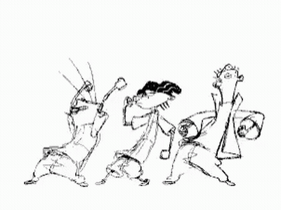 Black And White Drawing Of Group Of People Standing GIF