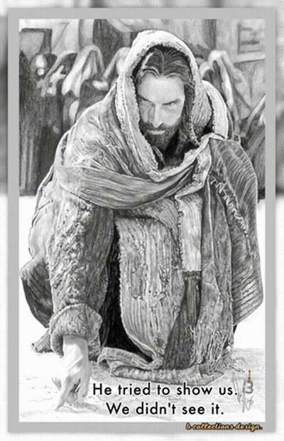 Black And White Drawing Of Jesus Saying He Tried To Show Us We Didn't See It GIF