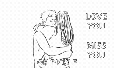 Black And White Drawing Of Man And Woman Hugging Love You Miss You GIF