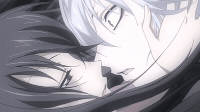 Black And White Drawing Of Man And Woman Kissing GIF