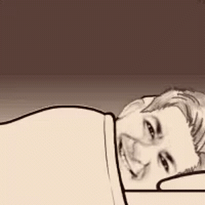 Black and White Drawing of Man and Woman Laying in Bed