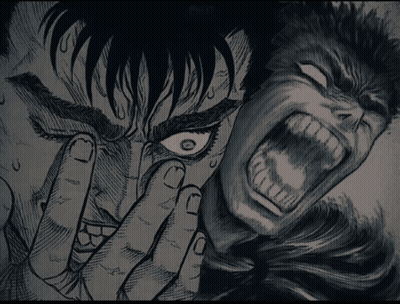 Black And White Drawing Of Man Face With Word Front GIF
