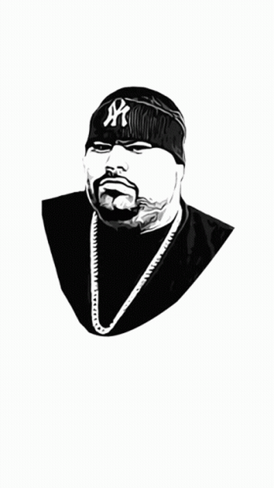 Black And White Drawing Of Man In NY Yankees Hat GIF