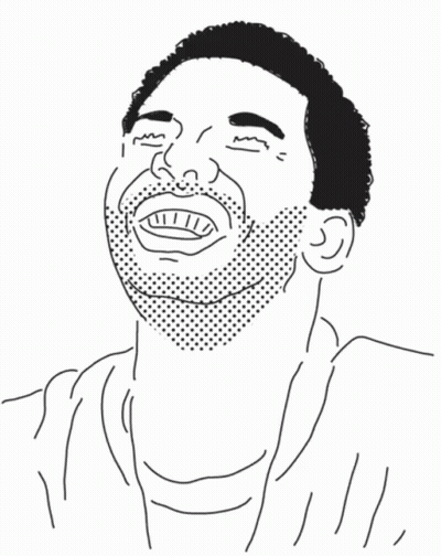 Black And White Drawing Of Man Laughing With Journey.com GIF