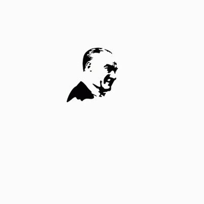 Black And White Drawing Of Man's Face With Name Gazi GIF