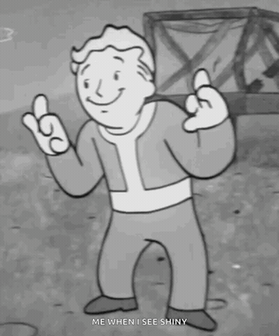Black And White Drawing Of Man Saying Me When I See Shiny GIF