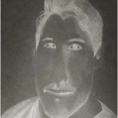 Black And White Drawing Of Man With Eyes Closed GIF