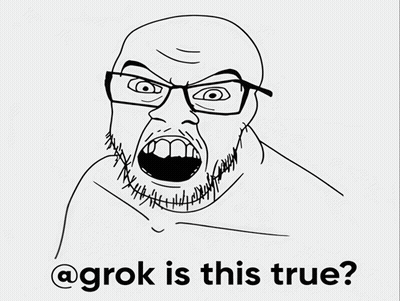 Black And White Drawing Of Man With Glasses And Beard @Grok Is This True GIF