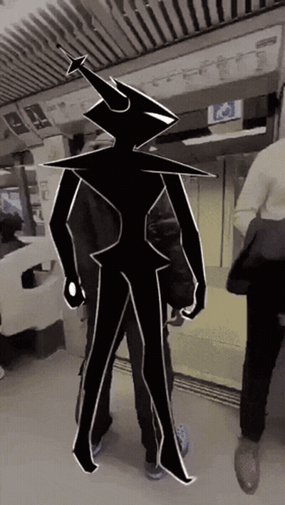 Black And White Drawing Of Man With Horned Head GIF