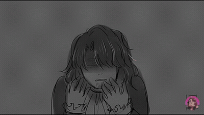 Black And White Drawing Of Man With Long Hair And Beard Crying GIF