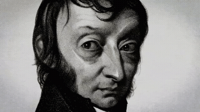Black And White Drawing Of Man With Long Hair GIF
