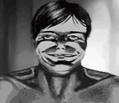 Black And White Drawing Of Man With Smiley Face GIF