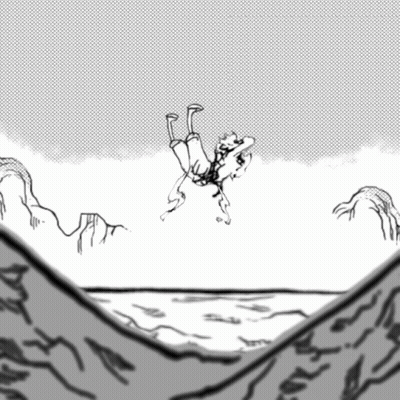 Black And White Drawing Of Person Falling Into Ocean GIF