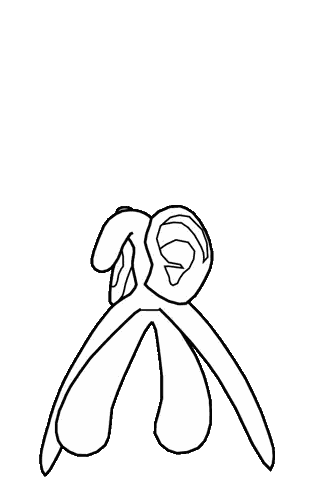 Black And White Drawing Of Person Head And Arms Sticker