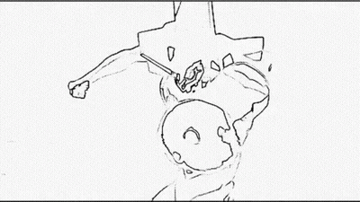 Black And White Drawing Of Person Laying On Bed GIF