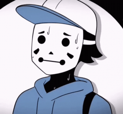 Black And White Drawing Of Person Wearing Mask GIF