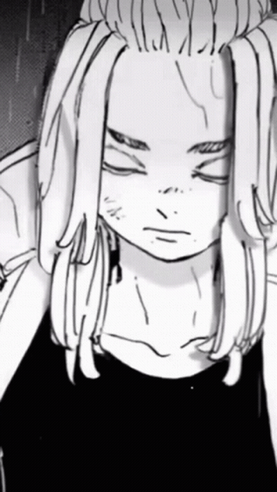 Black And White Drawing Of Person With Eyes Closed GIF