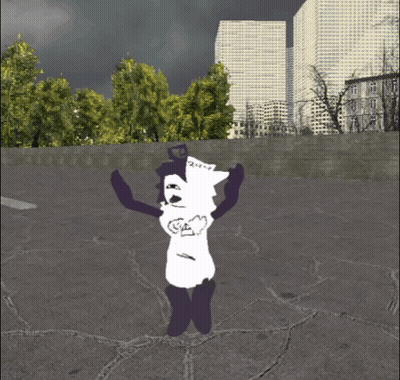 Black And White Drawing Of Person With Hat Saying A In Front Of City GIF
