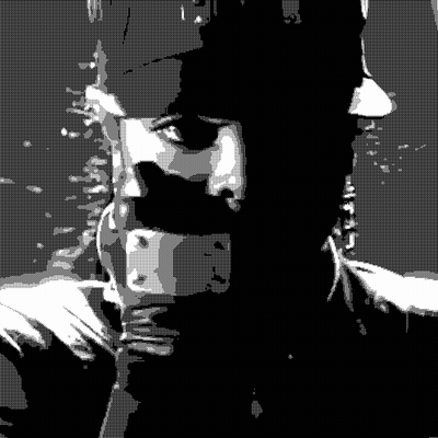 Black and White Drawing of Person With Mask