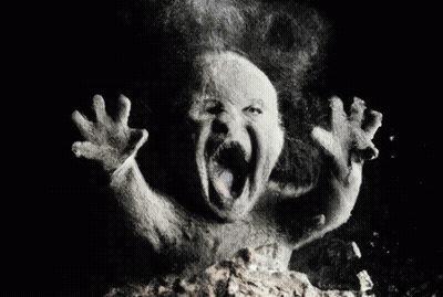 Black And White Drawing Of Person With Mouth Open GIF
