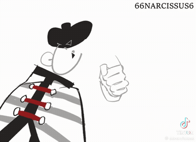 Black And White Drawing Of Person With Narcissus6 GIF