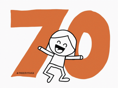 Black And White Drawing Of Person With Number 70 GIF