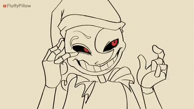 Black and White Drawing of Person With Red Eyes