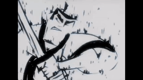 Black And White Drawing Of Person With Sword GIF