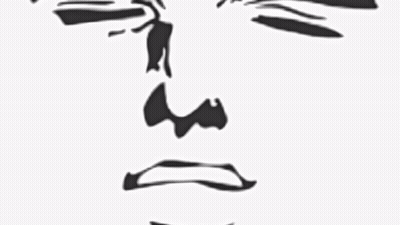 Black And White Drawing Of Sad Man Face GIF