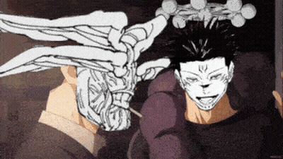 Black And White Drawing Of Skeleton Head Man GIF