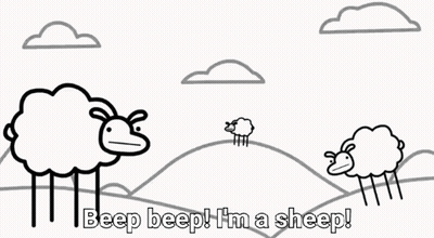 Black And White Drawing Of Three Sheep Saying I Said Beep Beep GIF