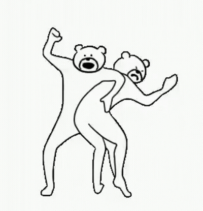 Black And White Drawing Of Two Bears Standing Together GIF