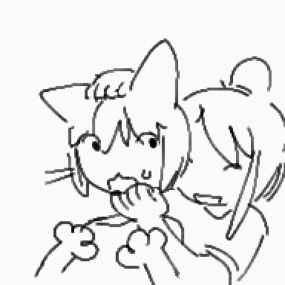 Black And White Drawing Of Two Cats Standing Together GIF