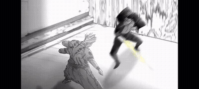 Black And White Drawing Of Two Men Fighting GIF