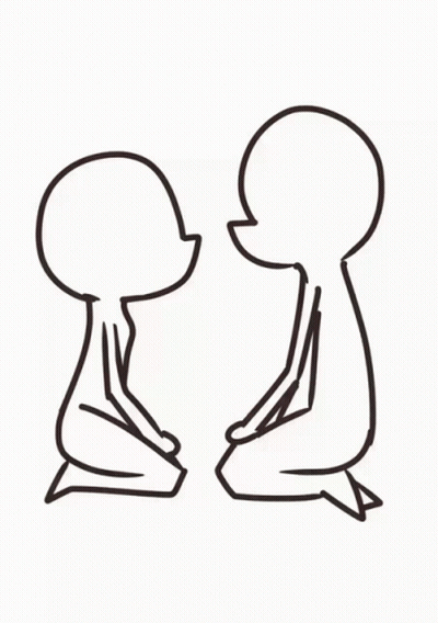 Black And White Drawing Of Two People Kneeling GIF