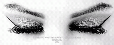 Black And White Drawing Of Woman's Eyes Closed With Long Eyelashes GIF