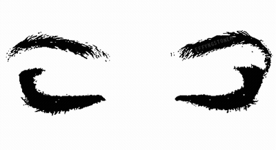 Black And White Drawing Of Woman's Eyes With Jeff Kingstiner On Brow GIF