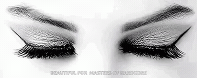 Black And White Drawing Of Woman's Eyes With Long Eyelashes Closed GIF