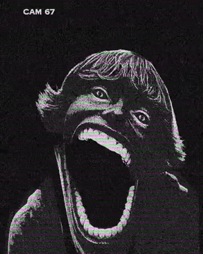 Black And White Drawing Of Woman With Mouth Open GIF